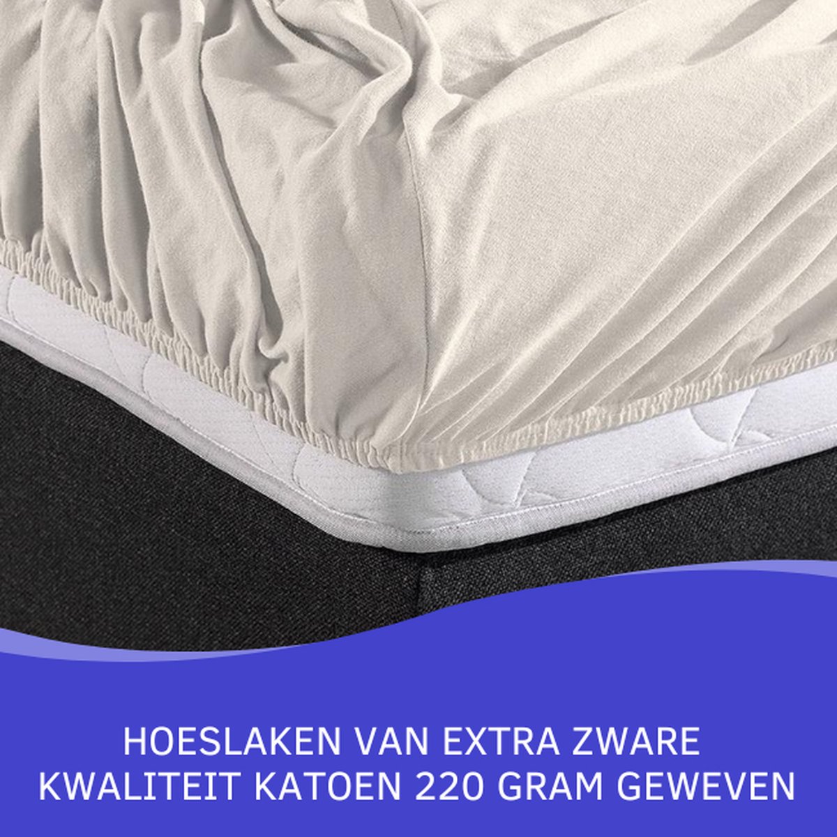 Slaaptextiel Zavelo Double Jersey Hoeslaken Creme-1-persoons (90x220 Cm) - Beige