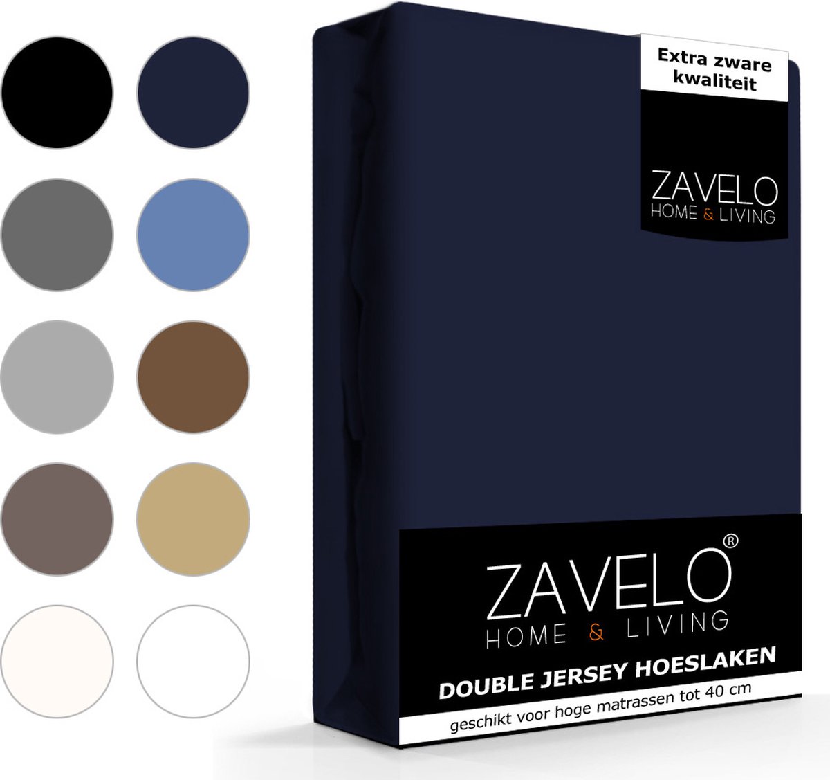 Slaaptextiel Zavelo Double Jersey Hoeslaken Navy-2-persoons (140x200 Cm) - Blauw