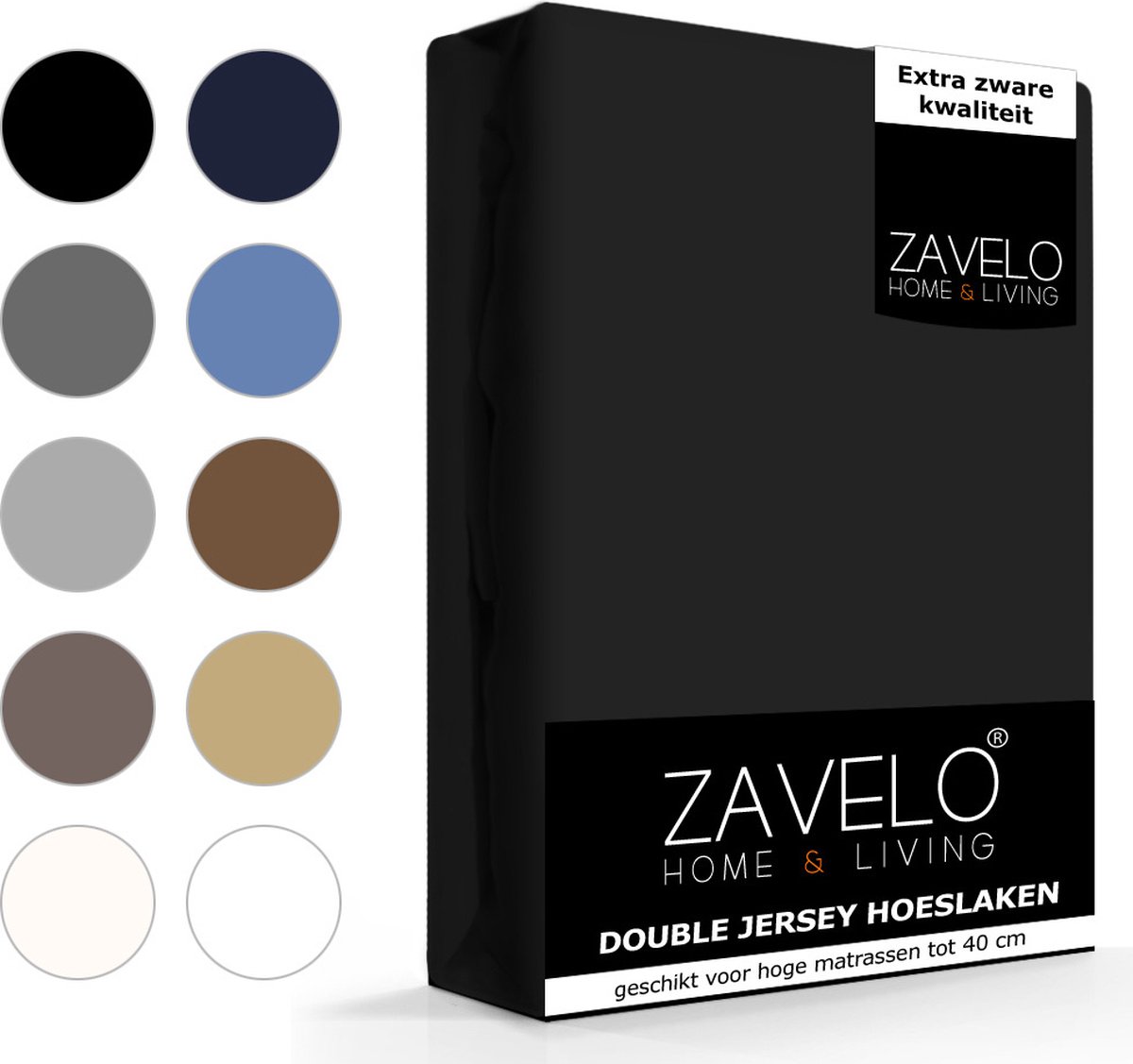 Slaaptextiel Zavelo Double Jersey Hoeslaken-1-persoons (90x200 Cm) - Zwart