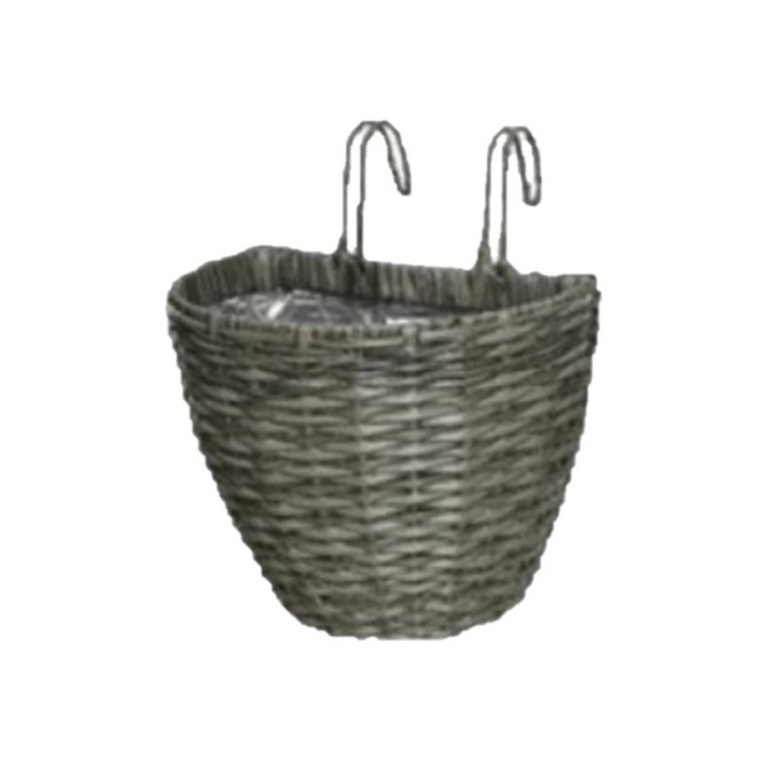 Decoris Balkonmand/plantenmand/plantenbak Lichtbruin Rotan 38 Cm - Plantenbakken - Grijs