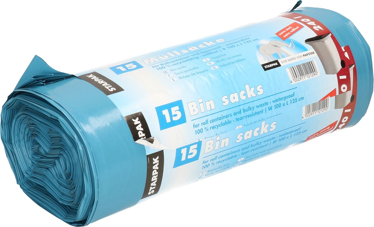 Papstar 30x Stuks Afvalzakken/vuilniszakken - 240 Liter Containerzakken - Vuilniszakken - Blauw