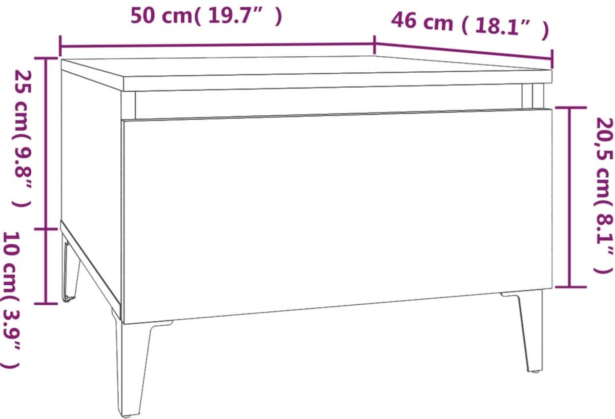 Vidaxl Bijzettafel 50x46x35 Cm Bewerkt Hout Gerookt Eikenkleurig - Bruin