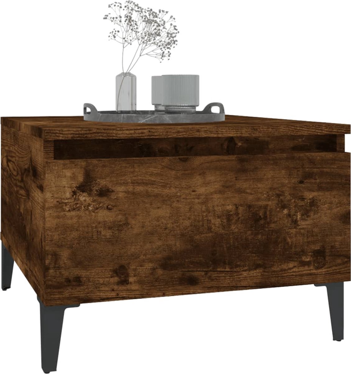 Vidaxl Bijzettafel 50x46x35 Cm Bewerkt Hout Gerookt Eikenkleurig - Bruin