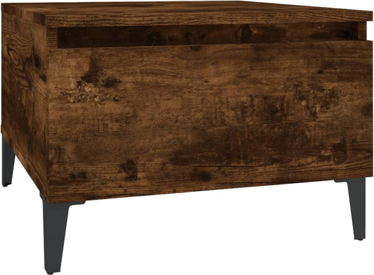 Vidaxl Bijzettafel 50x46x35 Cm Bewerkt Hout Gerookt Eikenkleurig - Bruin