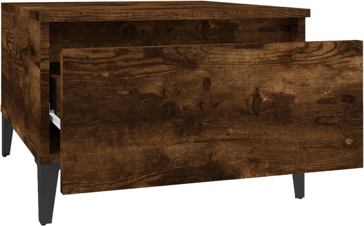 Vidaxl Bijzettafel 50x46x35 Cm Bewerkt Hout Gerookt Eikenkleurig - Bruin