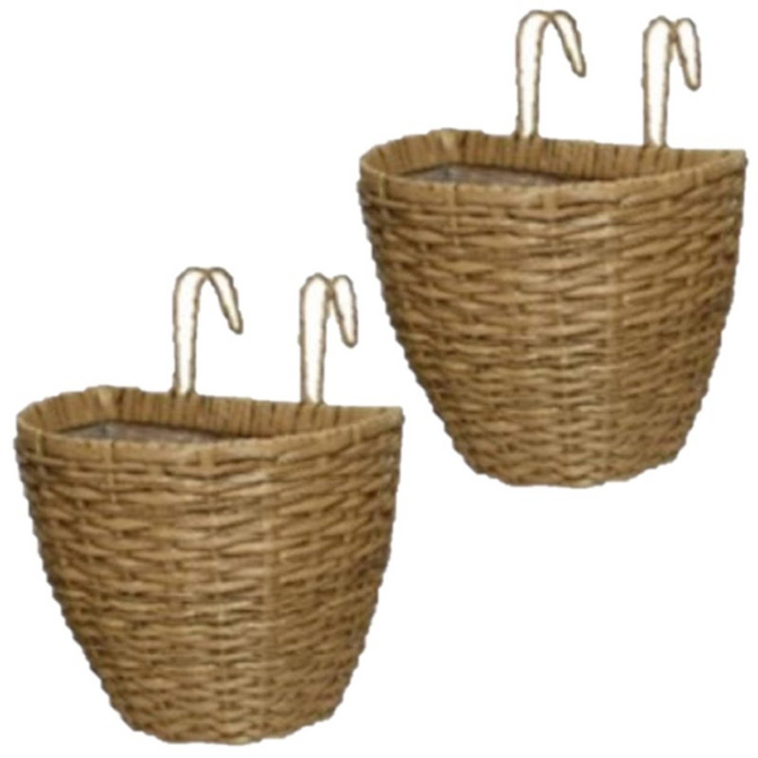 Decoris 3x Stuks Balkonmand/plantenmand/plantenbak Rotan 42 Cm - Plantenbakken - Bruin