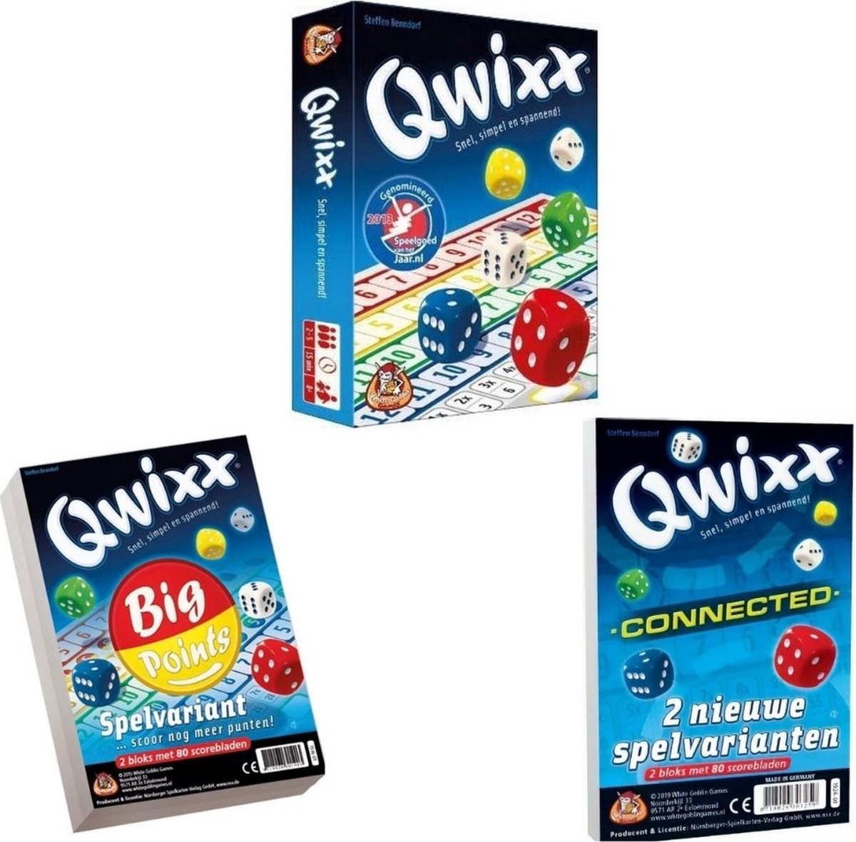 White Goblin Games Spellenbundel - 3 Stuks - Dobbelspel - Qwixx & Qwixx Big Points & Qwixx Connected