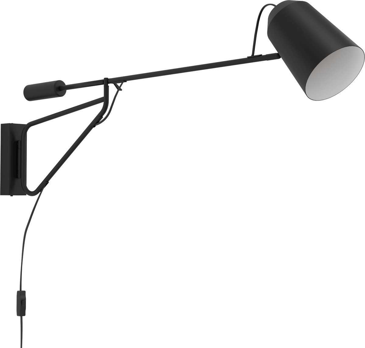 EGLO Loreto 1 Wandlamp - E27 - 35 Cm/wit - Zwart