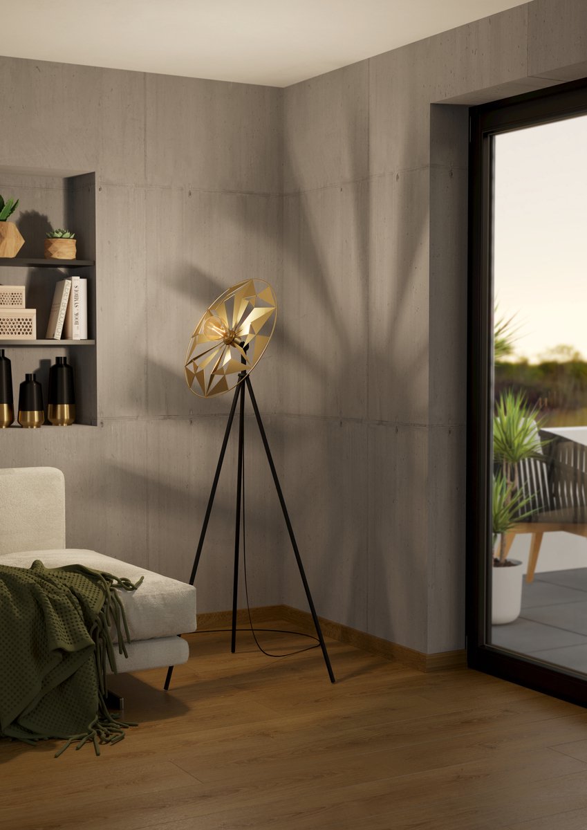 EGLO Castanuelo Vloerlamp - E27 - 152 Cm - Zwart/goud