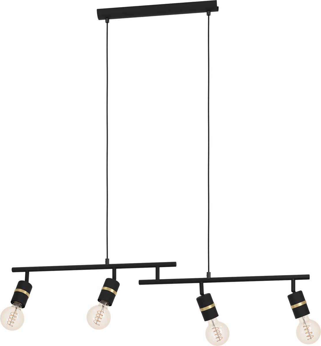 EGLO Lurone Hanglamp - E27 - 100 Cm/koper - Zwart