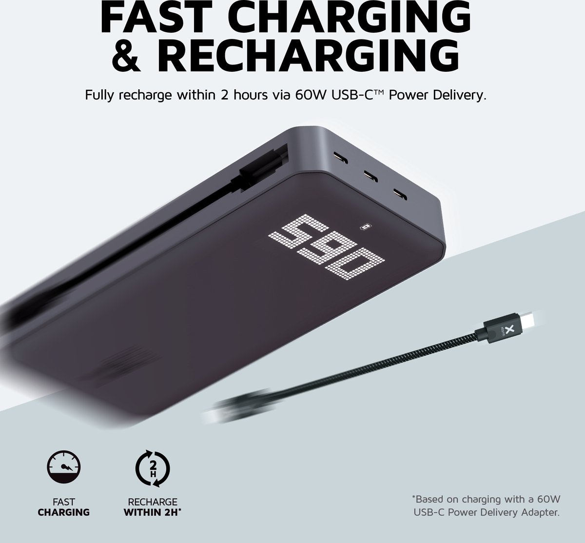 Xtorm powerbank 60W Titan XB401 - Zwart