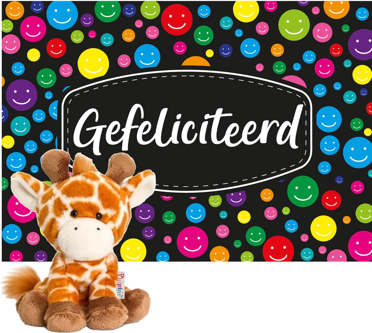 Keel Toys Pluche Giraffe Knuffel 14 Cm Met Gefeliciteerd A5 Wenskaart - Knuffeldier