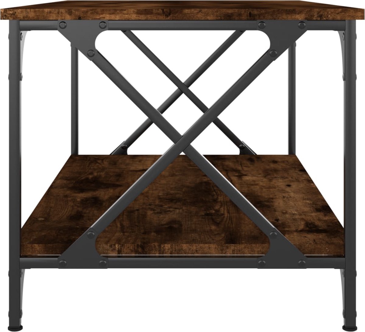 Vidaxl Salontafel 80x50x45 Cm Bewerkt Hout En Ijzer Gerookt Eikenkleur - Bruin