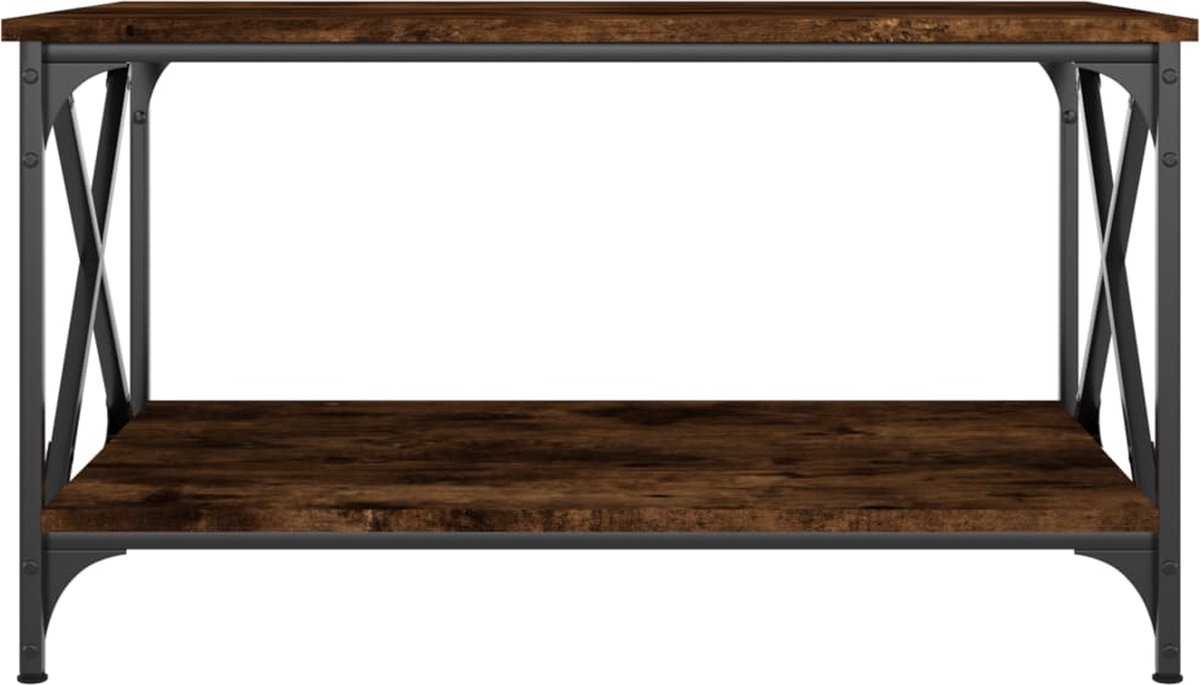Vidaxl Salontafel 80x50x45 Cm Bewerkt Hout En Ijzer Gerookt Eikenkleur - Bruin