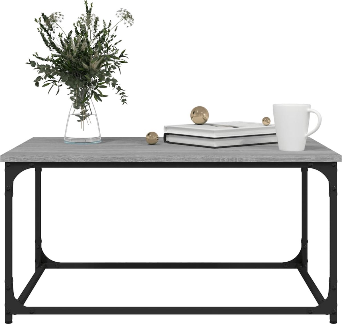 Vidaxl Salontafel 80x50x40 Cm Bewerkt Hout En Ijzer Sonoma Eiken - Grijs