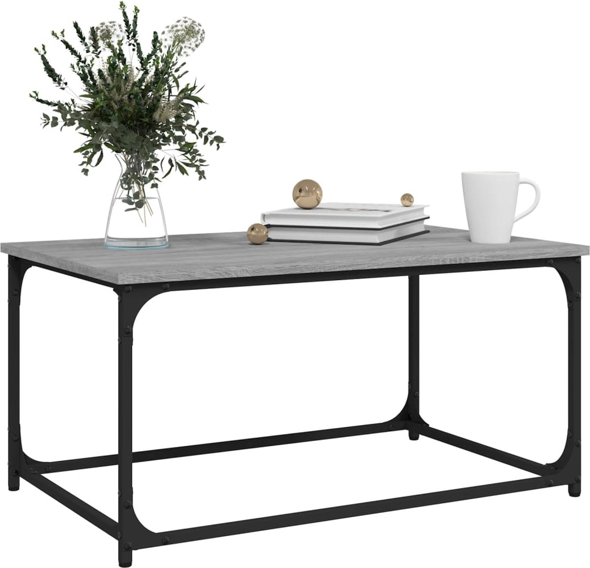 Vidaxl Salontafel 80x50x40 Cm Bewerkt Hout En Ijzer Sonoma Eiken - Grijs
