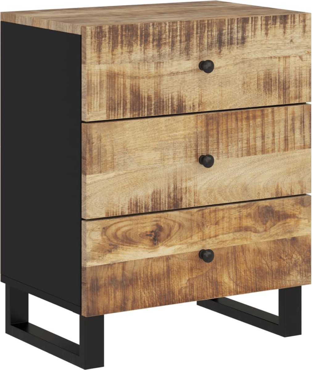 Vidaxl Nachtkastje 50x33x62 Cm Massief Mangohout En Bewerkt Hout - Marrón