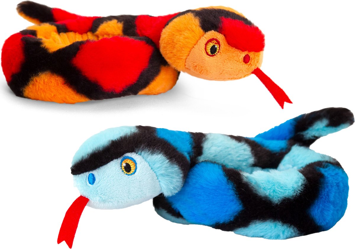 Keel Toys Pluche Knuffel Dieren Kleine Opgerolde Slangen En Blauw 65 Cm - Knuffeldier - Rood