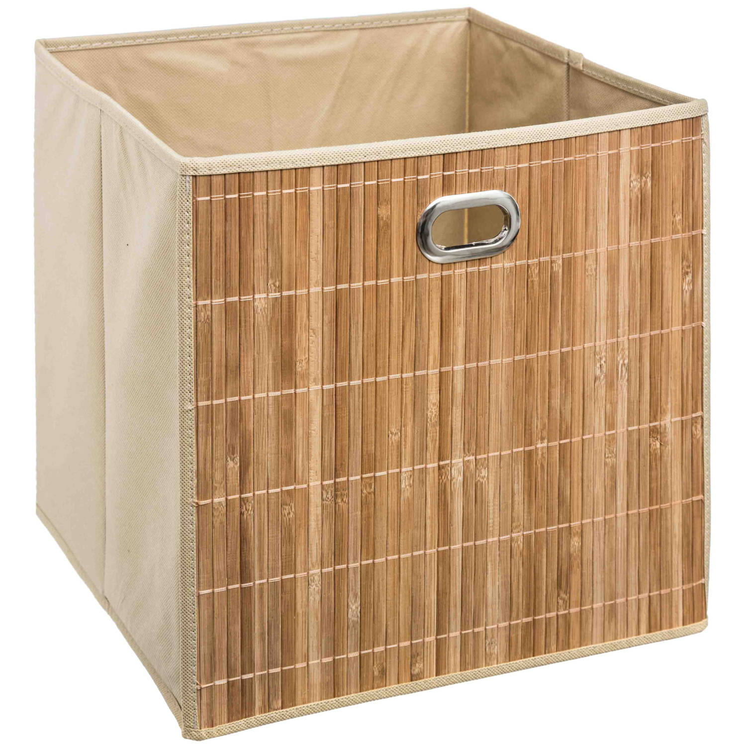 Opbergmand/kastmand 29 Liter Linnen/bamboe 31 X 31 X 31 Cm - Opbergmanden - Beige