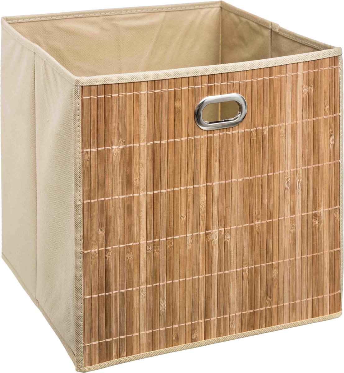 3x Stuks Opbergmand/kastmand 29 Liter Linnen/bamboe 31 X 31 X 31 Cm - Opbergmanden - Beige