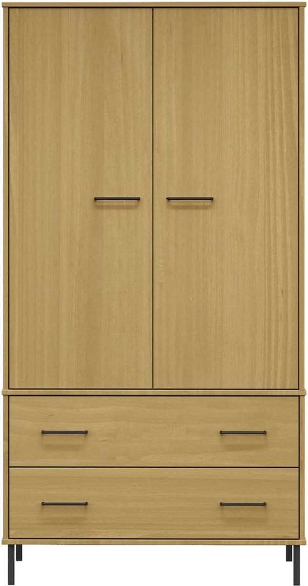 Vidaxl Kledingkast Metalen Poten Oslo 90x55x172,5 Cm Grenenhout - Bruin