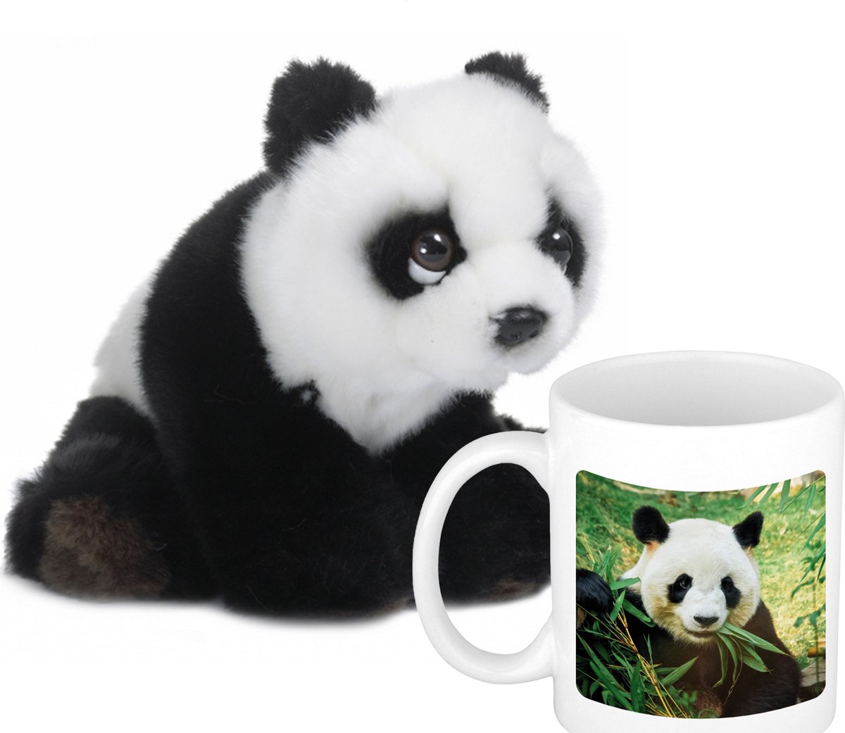 Wnf Cadeauset Kind - Panda Knuffel 15 Cm En Drinkbeker/mol Panda 300 Ml - Knuffeldier