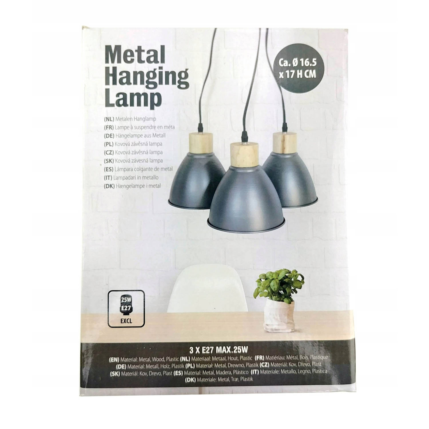 Lifestyle Hanglamp - (3 Kelken) - Lamp - Metaal Hanglamp (Metaal Hout - Grijs Wit)