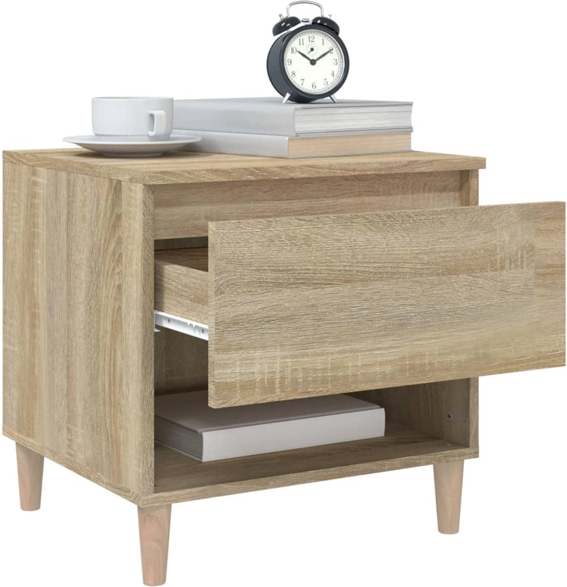 Vidaxl Nachtkastje 50x46x50 Cm Bewerkt Hout Sonoma Eikenkleurig - Bruin