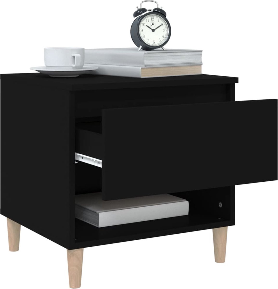 Vidaxl Nachtkastje 50x46x50 Cm Bewerkt Hout - Zwart