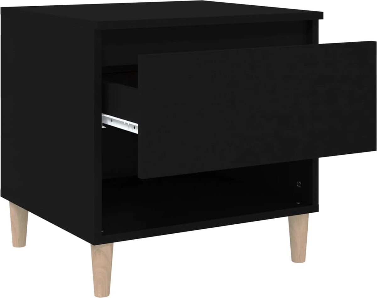 Vidaxl Nachtkastje 50x46x50 Cm Bewerkt Hout - Zwart