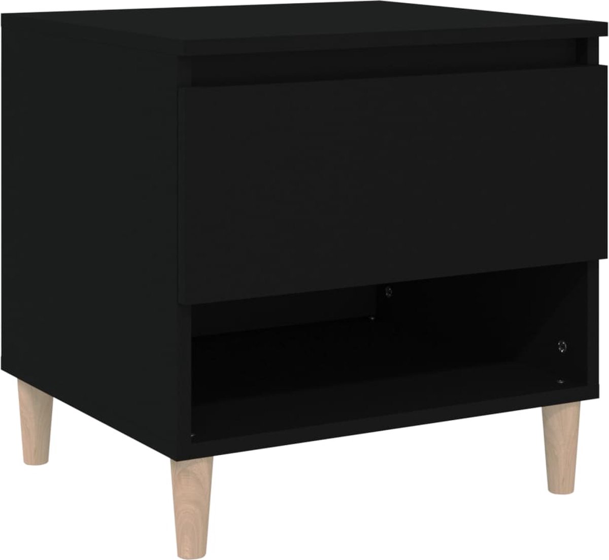 Vidaxl Nachtkastje 50x46x50 Cm Bewerkt Hout - Zwart
