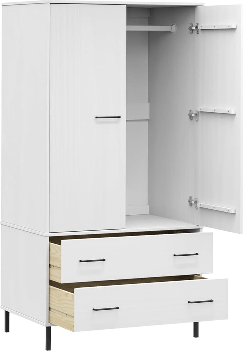 Vidaxl Kledingkast Met Metalen Poten Oslo 90x55x172,5 Cm Hout Wit