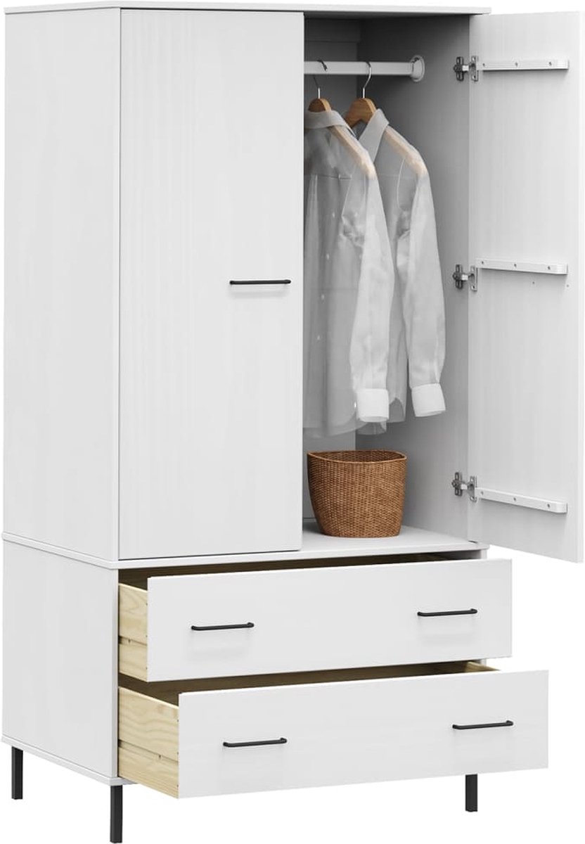 Vidaxl Kledingkast Met Metalen Poten Oslo 90x55x172,5 Cm Hout Wit