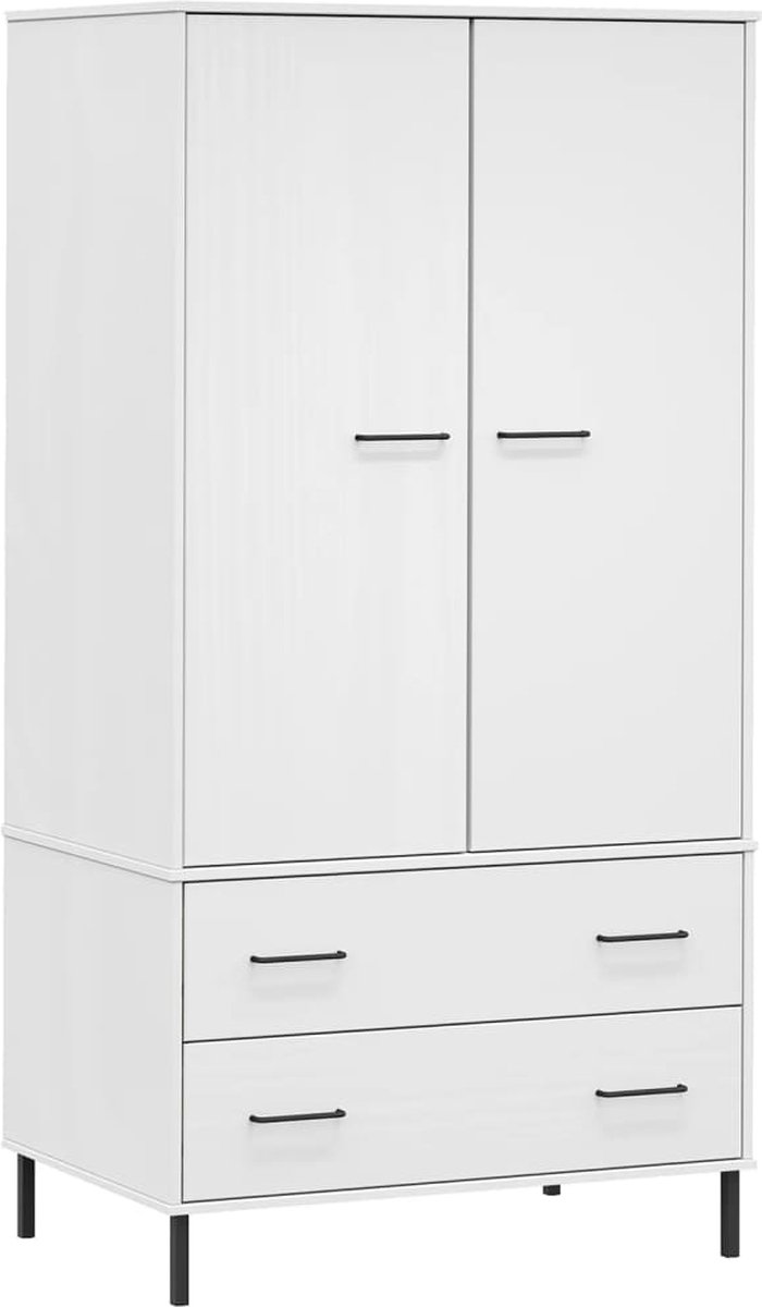 Vidaxl Kledingkast Met Metalen Poten Oslo 90x55x172,5 Cm Hout Wit