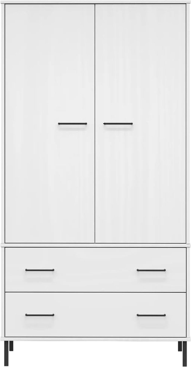 Vidaxl Kledingkast Met Metalen Poten Oslo 90x55x172,5 Cm Hout Wit
