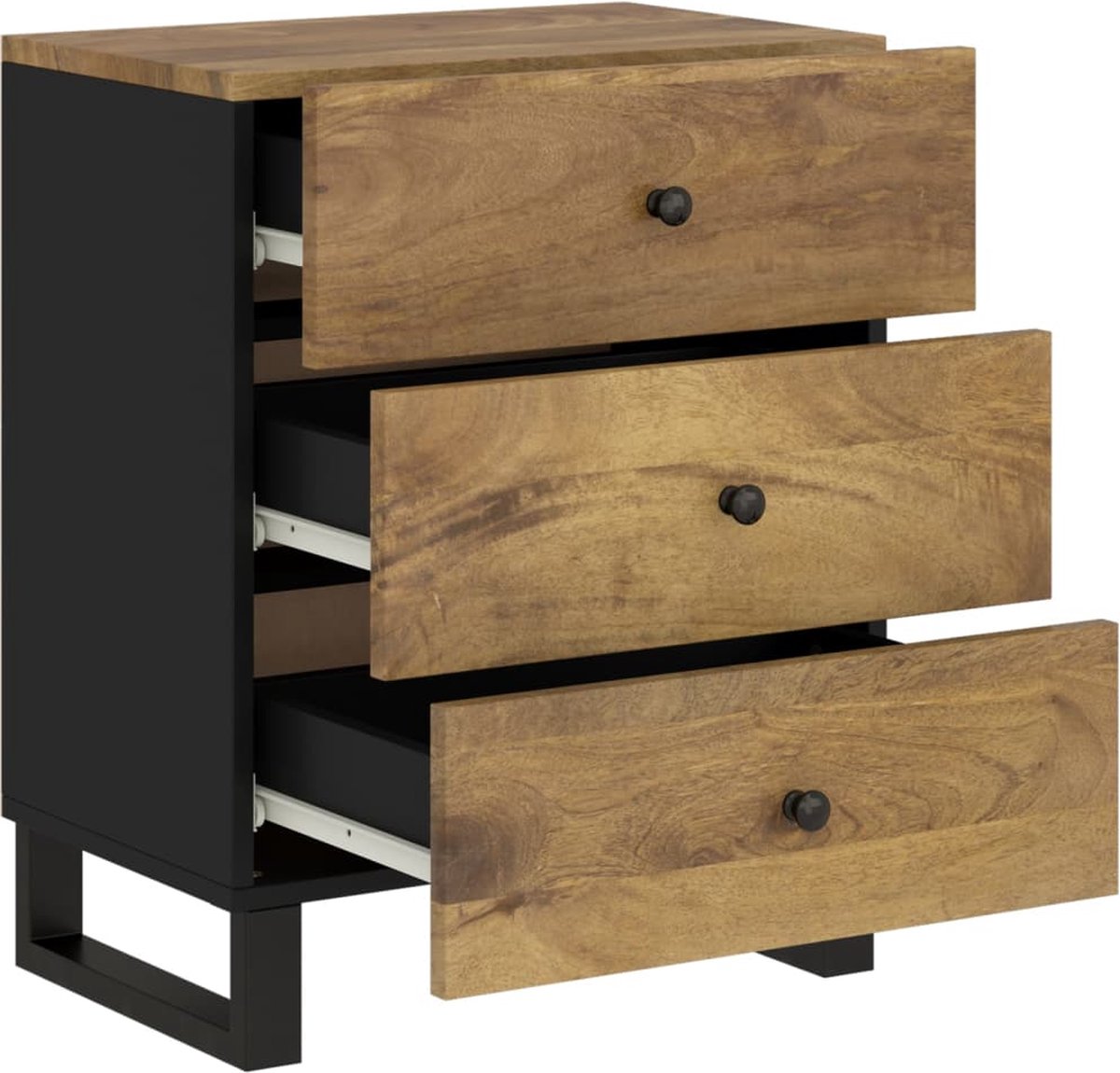 Vidaxl Nachtkastje 50x33x62 Cm Massief Mangohout En Bewerkt Hout - Bruin