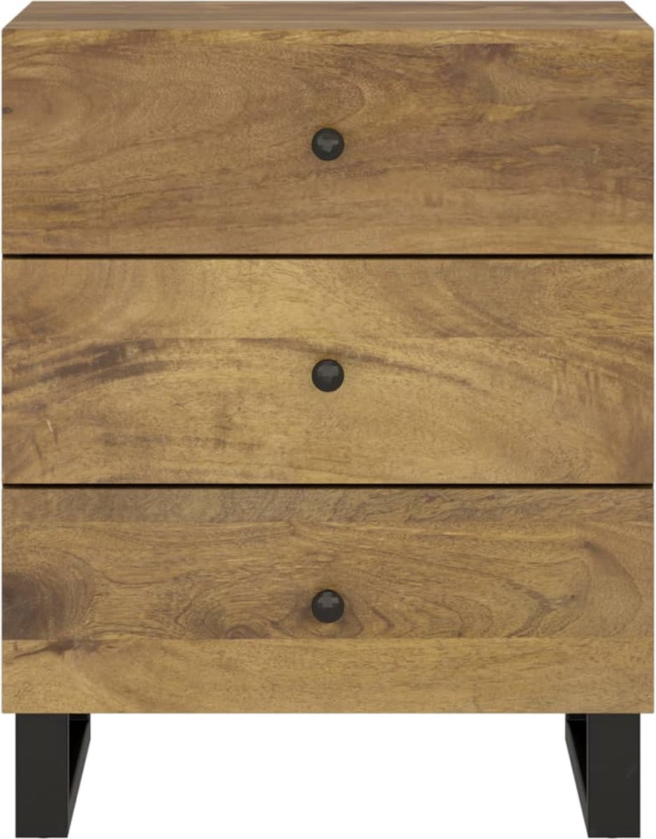 Vidaxl Nachtkastje 50x33x62 Cm Massief Mangohout En Bewerkt Hout - Bruin