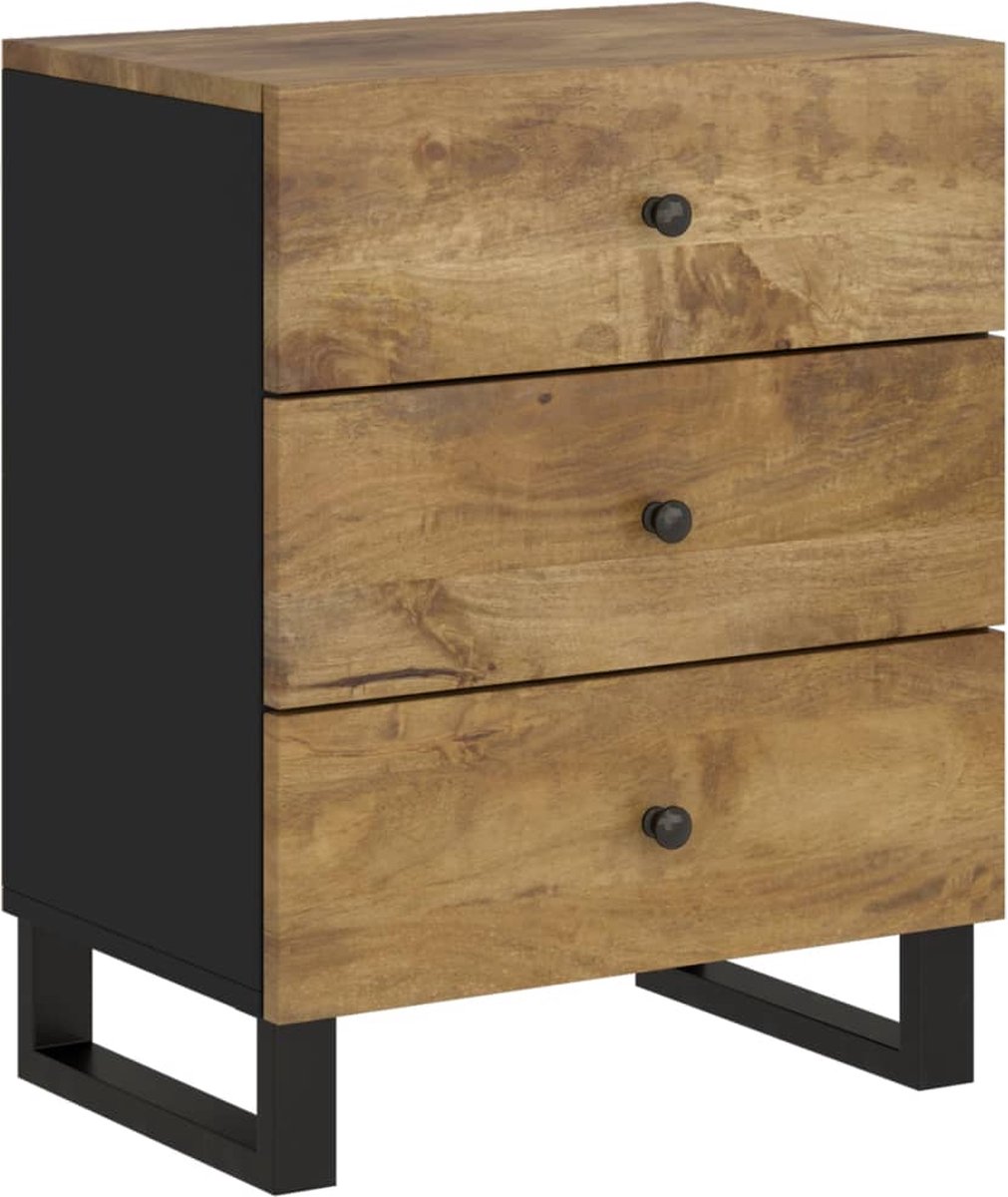 Vidaxl Nachtkastje 50x33x62 Cm Massief Mangohout En Bewerkt Hout - Bruin