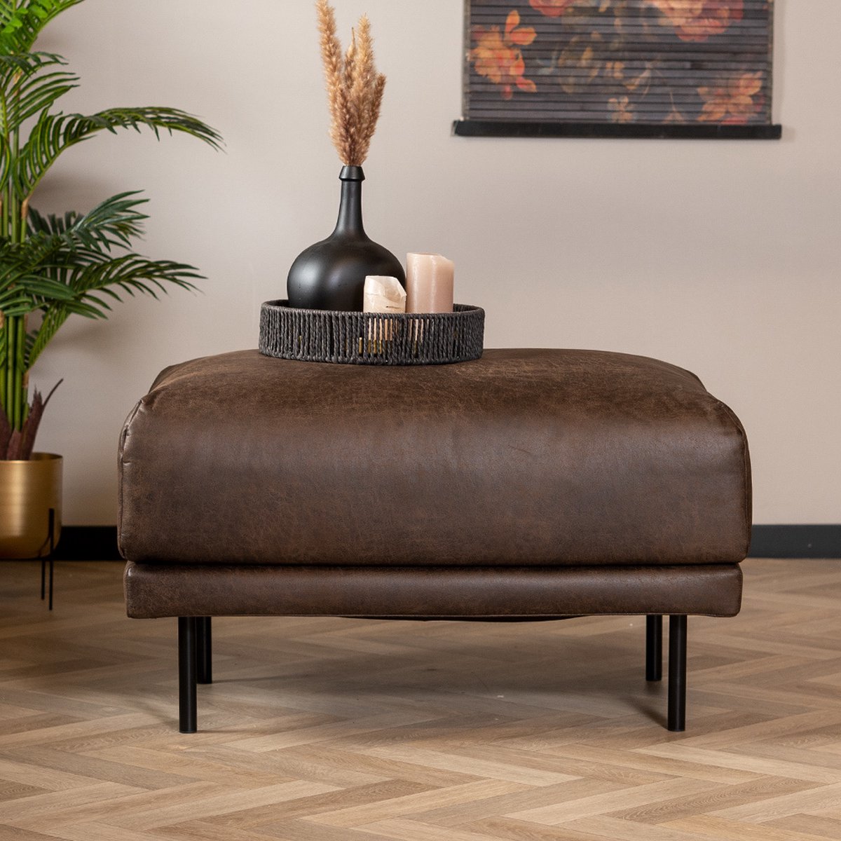 Bronx71 Hocker Denver eco-leer - Bruin