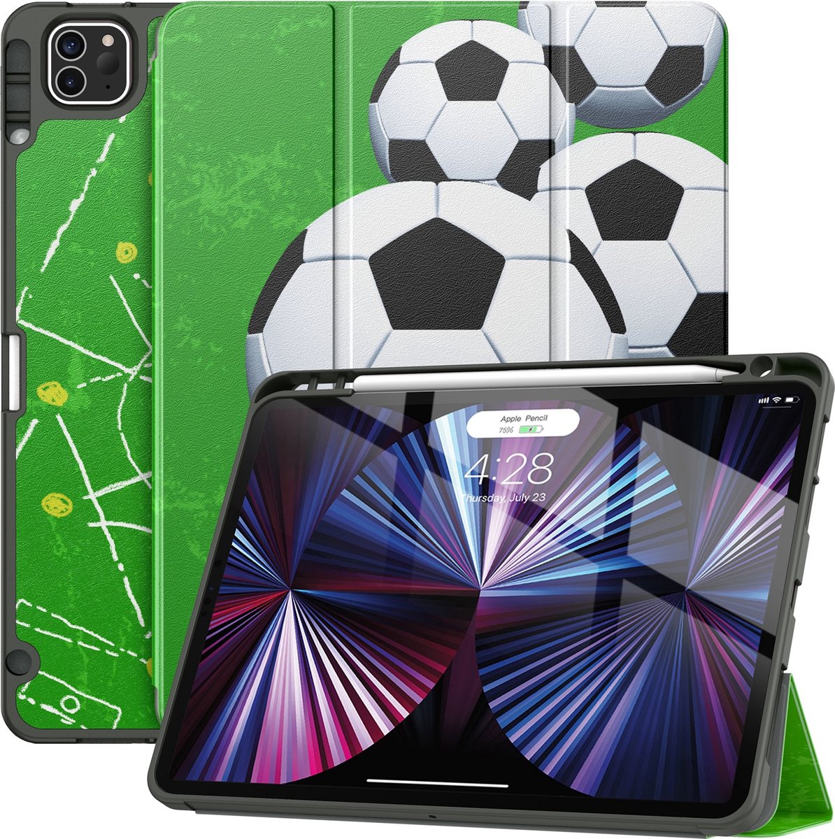 Solidenz TriFold Hoes iPad Air 5 / Air 4 / iPad Pro 11 inch - Voetbal