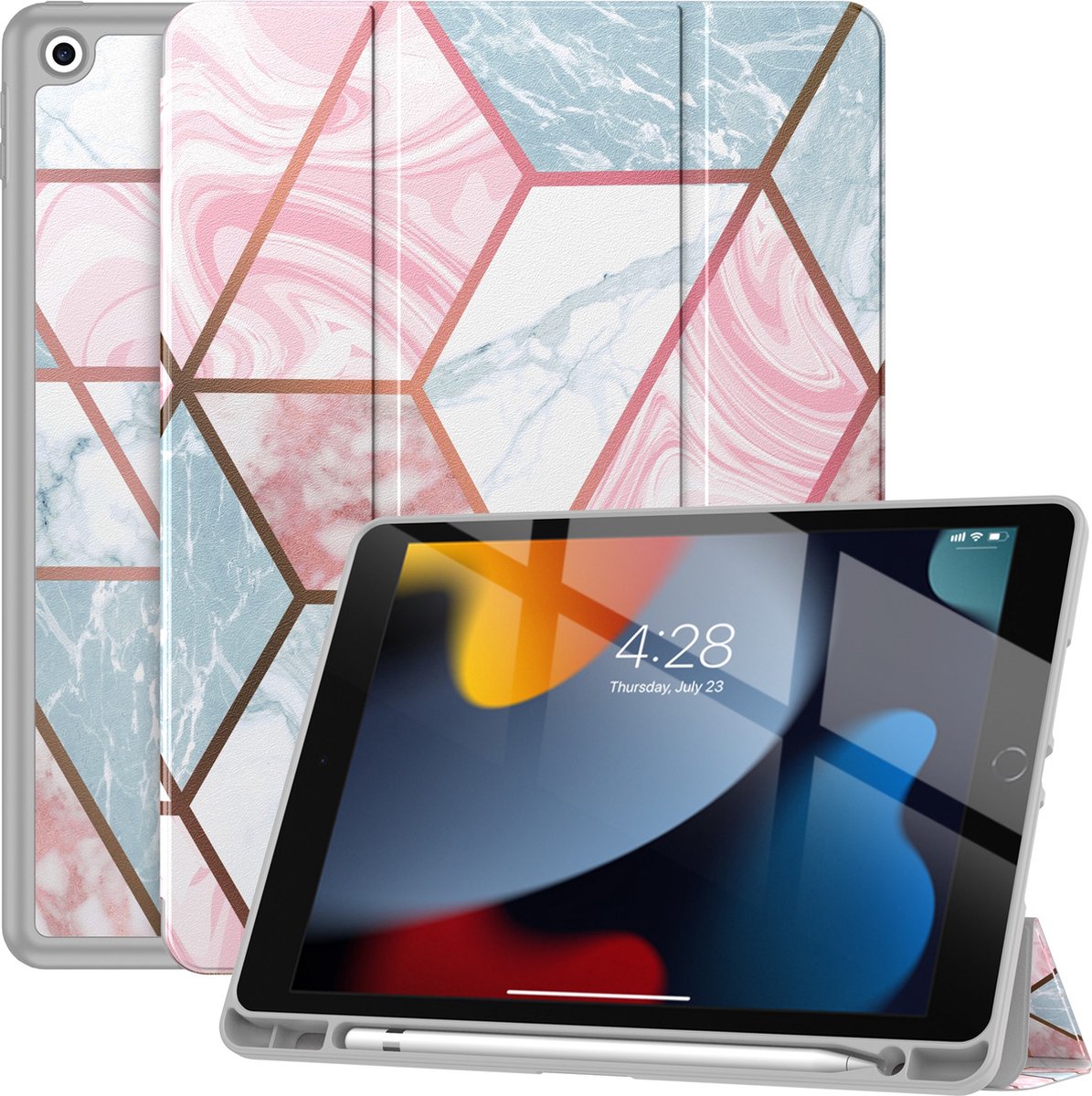 Solidenz TriFold Hoes iPad 9 / iPad 8 / iPad 7 - 10.2 inch - Marmer