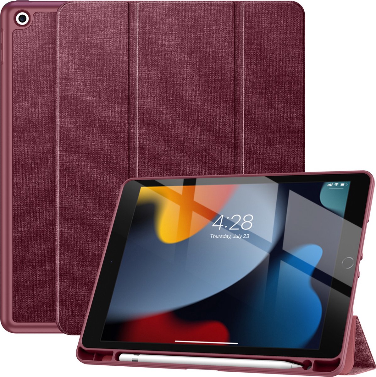 Solidenz TriFold Hoes iPad 9 / iPad 8 / iPad 7 - 10.2 inch - Wijn - Rood