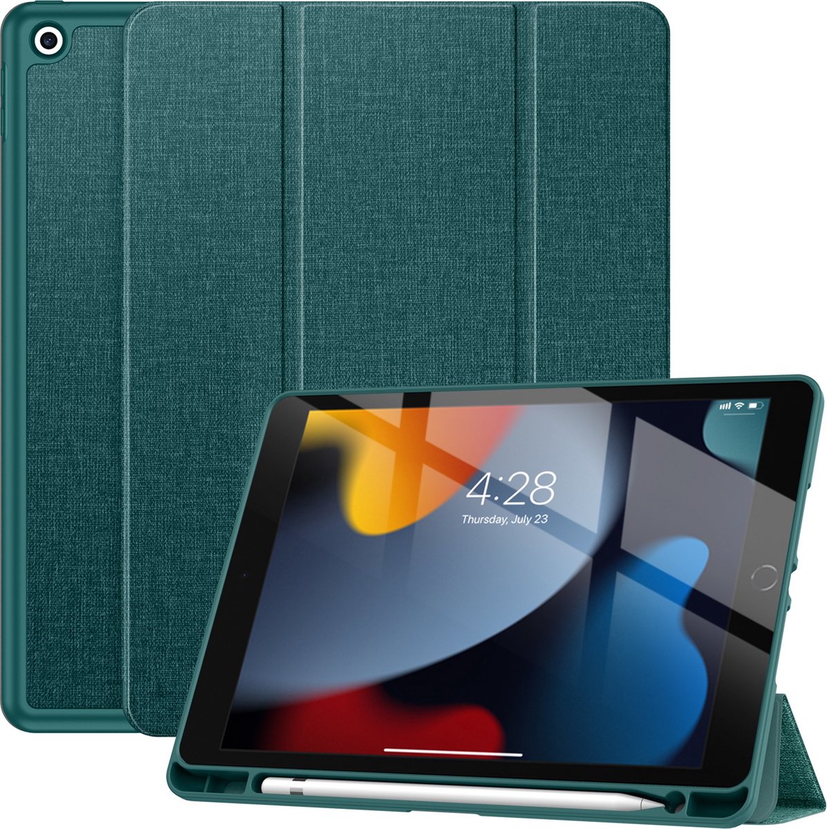 Solidenz TriFold Hoes iPad 9 / iPad 8 / iPad 7 - 10.2 inchblauw - Groen