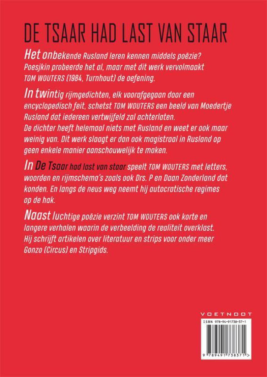 Voetnoot, Uitgeverij De Tsaar had last van staar