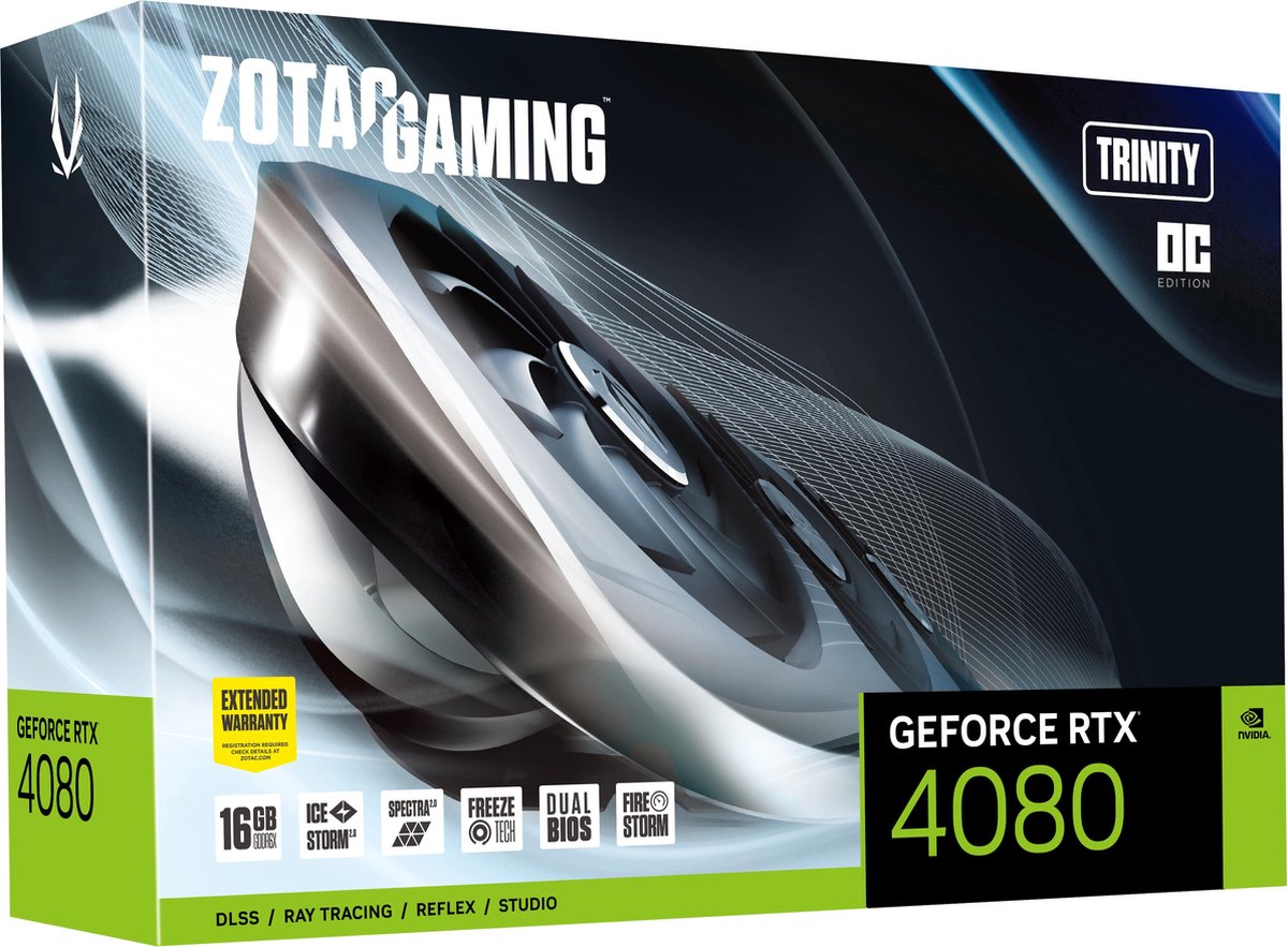 Zotac Graphic Card GeForce RTX 4080 16GB Trinity OC - Zwart