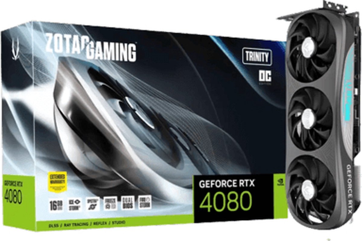 Zotac Graphic Card GeForce RTX 4080 16GB Trinity OC - Zwart