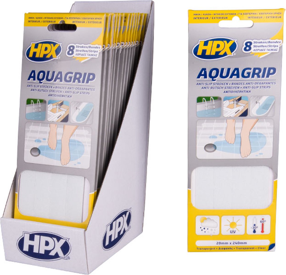 HPX Aqua Grip anti-slip tape (8 stuks) | Transparant | 20mm x 240mm - AG2024