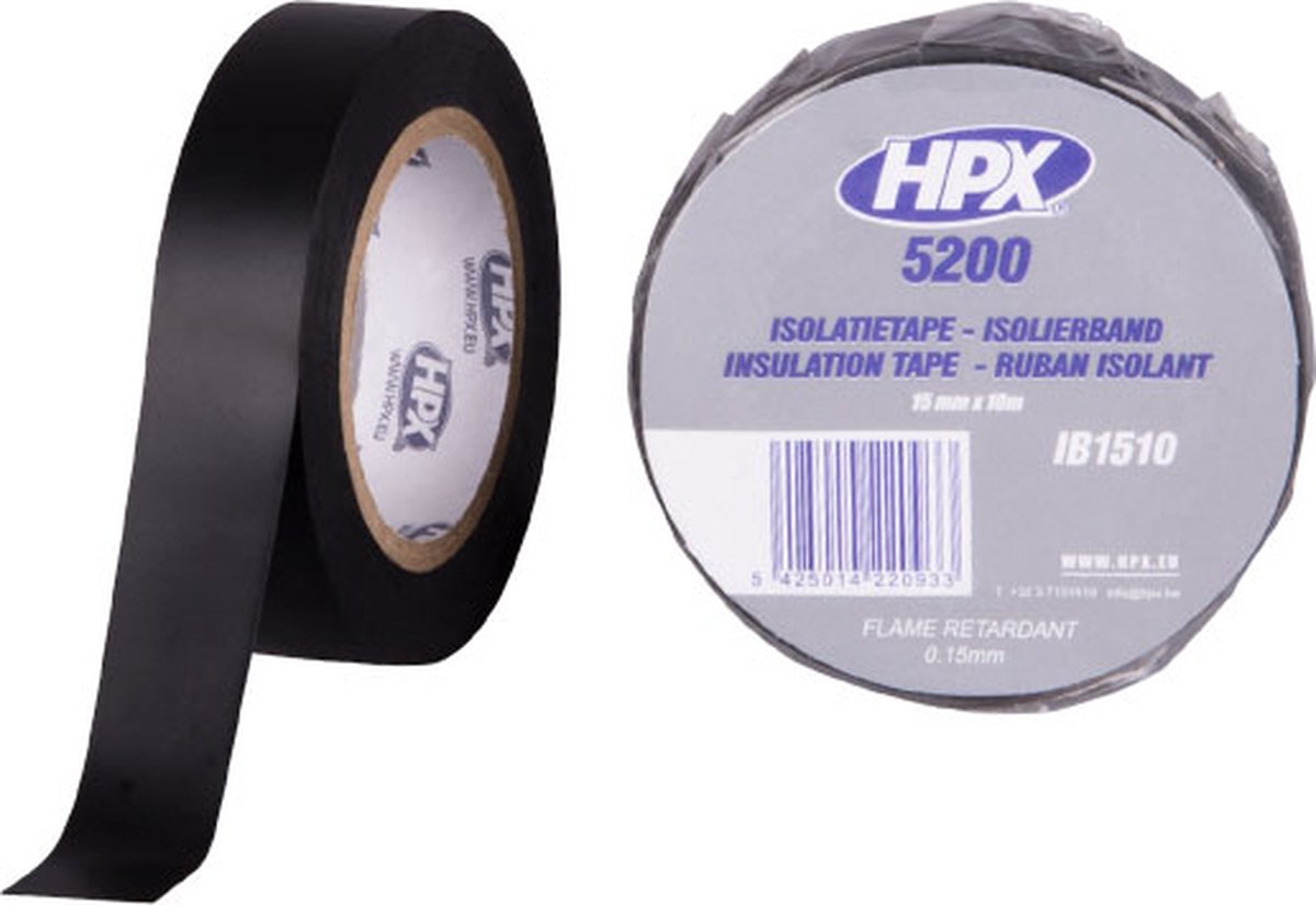 HPX PVC isolatietape | Zwart | 15mm x 10m - IB1510