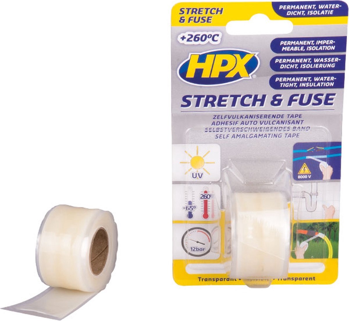 HPX Stretch & Fuse zelfvulkaniserende tape | Transparant | 25mm x 1,80m - SI2580