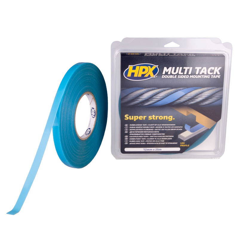 HPX Dubbelzijdige Multi-tack tape | Semi-transparant | 12mm x 25m - PA1225